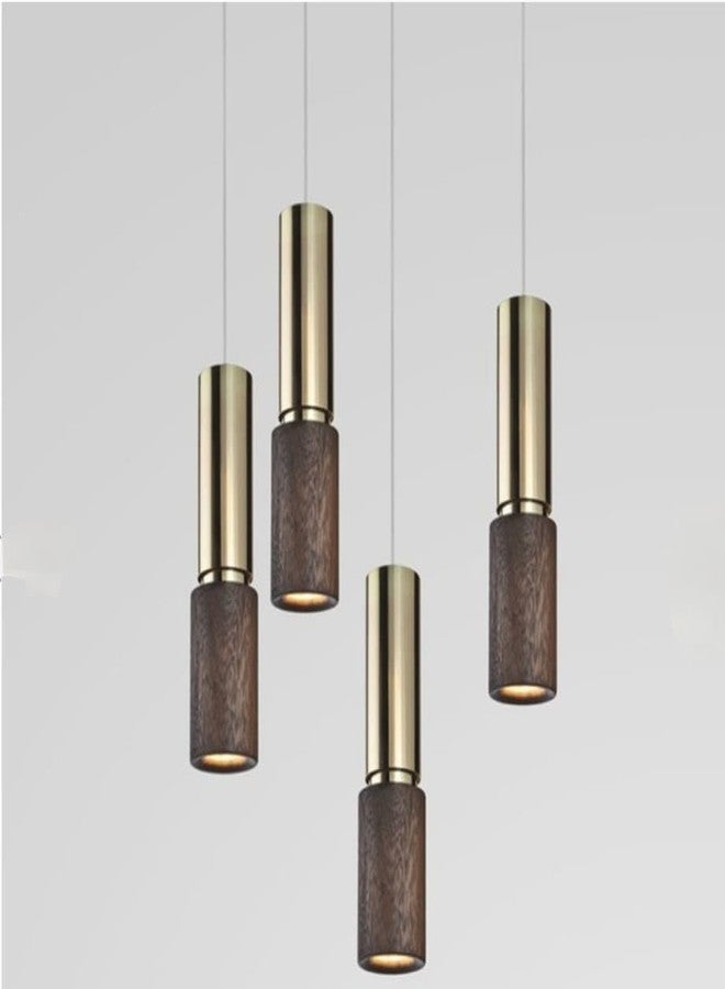 Glowave Modern Aluminium Cylindrical Pendant Hanging Light (Wooden Golden 882) - Image 3